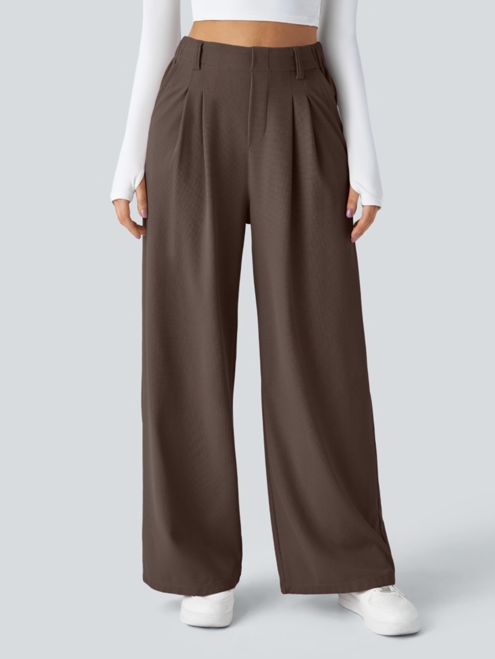 NWT Halara Flex High Waisted Pocket Wide Leg Waffle Work Pants Medium
